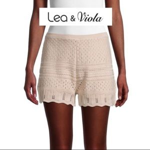 Lea & Viola Crochet Knit Pointelle Shorts Women